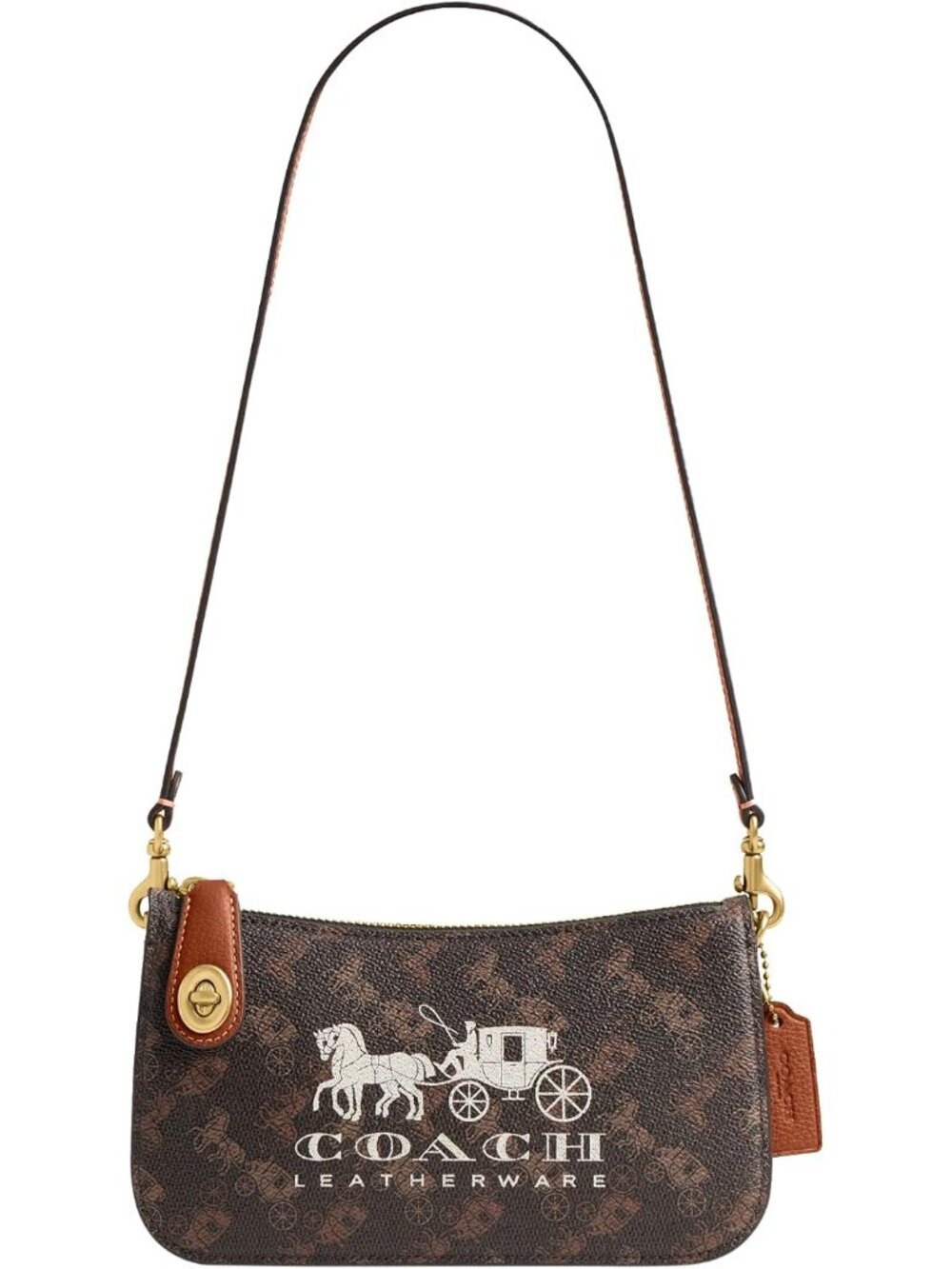 womens Patent Signature Leather Penn Shoulder Bag